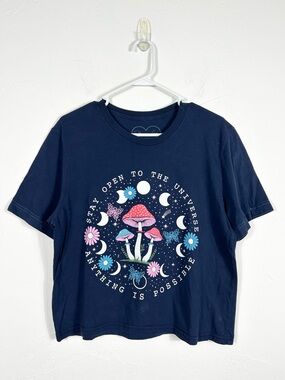 Obsessive Love Stay Open To The Universe Mushroom T-Shirt Medium